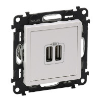 Розетка USB для зарядки двойная Белый,Valena LIFE,753412