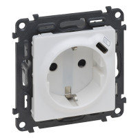 Розетка комбінована 2К+З 16А  з вбудованим зарядним пристроєм USB C 1.5А 5В,Valena LIFE,753135