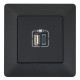 Розетка USB, 2 виходи USB тип А+тип С 240В/5В 3000мА. З лицьовою панеллю ,Valena LIFE,7563066