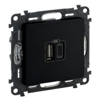 Розетка USB, 2 виходи USB тип А+тип С 240В/5В 3000мА. З лицьовою панеллю, Valena LIFE,756306