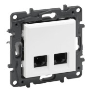 Розетка інформаційна подвійна RJ45 CAT5e UTP, колір Білий, NILOE STEP 863160