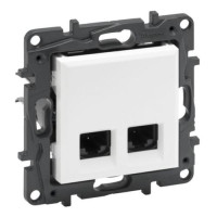 Розетка информационная двойная RJ45 CAT5e UTP, цвет Белый, NILOE STEP 863160