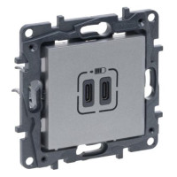 Розетка USB Тип С+C ,15Вт 5 В, колір Алюміній, NILOE STEP 863339