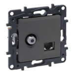 Розетка комбінована RJ45+TV, CAT6 UTP, колір Сталь, NILOE STEP 863477