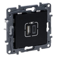 Розетка USB Тип А+C, 12Вт+15Вт, 5 В, колір Чорний, NILOE STEP 863540