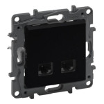 Розетка інформаційна подвійна RJ45 CAT5e UTP, колір Чорний, NILOE STEP 863560