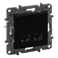 Розетка інформаційна подвійна RJ45 CAT5e UTP, колір Чорний, NILOE STEP 863560
