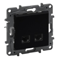 Розетка информационная двойная RJ45 CAT5e UTP, цвет Черный, NILOE STEP 863560