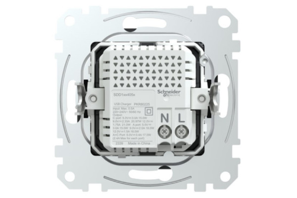 Розетка USB Sedna Design & Elements, тип A+C, 3 A, 21 Вт, чорний, SDD114405