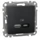 Розетка USB Sedna Design & Elements, тип A+C, 3 A, 21 Вт, чорний, SDD114405