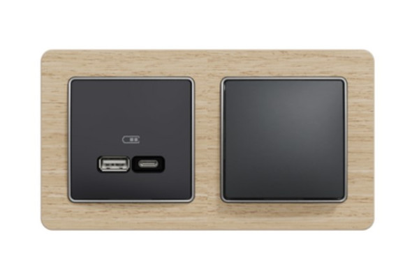 Розетка USB Sedna Design & Elements, тип A+C, 3 A, 21 Вт, чорний, SDD114405