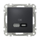Розетка USB Sedna Design & Elements, тип A+C, 3 A, 21 Вт, чорний, SDD114405