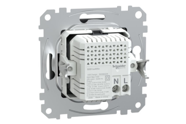 Розетка USB Sedna Design & Elements, тип A+C, 3 A, 21 Вт, чорний, SDD114405