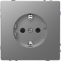Розетка силова 2К+З, 16А, 250В, безгвинт.затиск, зі шторками, Нержавіючая сталь, пластик, D-Life Merten MTN2300-6036
