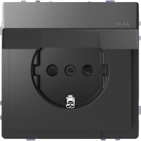 Розетка силова IP44 з кришкою 2К+З, 16А, 250В, безгвинт.затиск, зі шторками, Антрацит, пластик, D-Life Merten MTN2314-6034