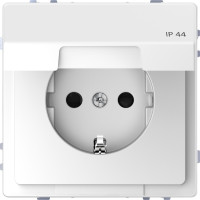 Розетка силова IP44 з кришкою 2К+З, 16А, 250В, безгвинт.затиск, зі шторками, Білий лотос, пластик, D-Life Merten MTN2314-6035