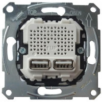 Механізм зарядного пристрою USB, тип А+А, 2.4 мА, USB 2.0, Merten MTN4366-0100