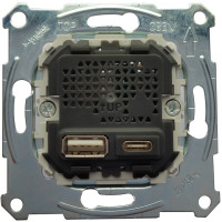 Механізм зарядного пристрою USB, тип А+C, 2.4 мА, USB 2.0, Merten MTN4366-0110
