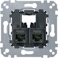 Розетка комп'ютерна RJ45 подвійна, 5е кат, UTP неекр, механізм, Merten MTN4575-0002