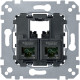 Розетка комп'ютерна RJ45 подвійна, 5е кат, FTP екр, механізм, Merten MTN4575-0012