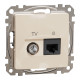 Комп'ютерна розетка RJ45+TV, кат. 6, неекр. UTP, Бежевий, Sedna Design SDD112469T