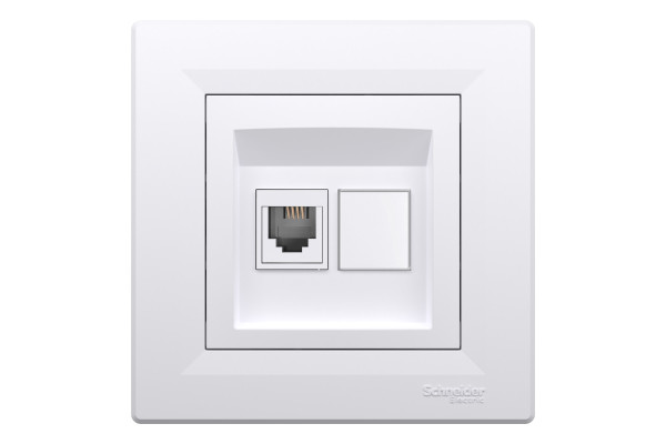Розетка телефонна, RJ11, 4 контакти, Біла, Asfora EPH4100121