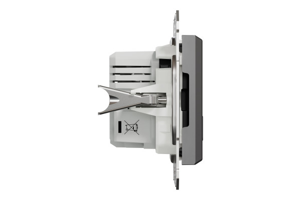 Розетка USB, 2 виходи, тип А+С 2,4А, Антрацит, Asfora EPH2700371