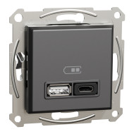 USB розетка А+С, 3 А, 45 Вт, антрацит, EPH2700471