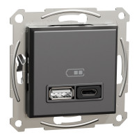 Розетка USB А+С, 3 А, 45 Вт, антрацит, EPH2700471