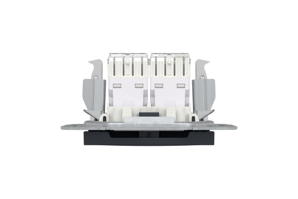 Розетка комп'ютерна, RJ45, кат.6, UTP, подвійна, Антрацит, Asfora, EPH4800171