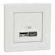 Розетка USB, 2 виходи, тип А+С 2,4А, Білий, Asfora EPH2700321