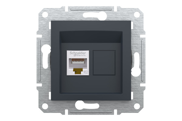 Розетка комп'ютерна, RJ45, кат.5е, STP, Антрацит, Asfora, EPH5000171