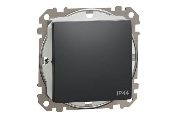 Одноклавішний вимикач IP44, 10А-250В, Чорний, Sedna Design SDD214101