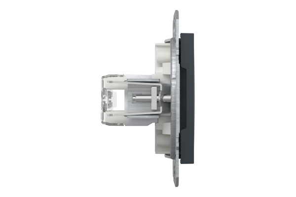 Розетка комп'ютерна, RJ45, кат.6, UTP, подвійна, Антрацит, Asfora, EPH4800171