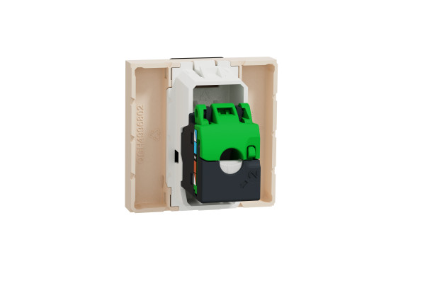 Розетка комп'ютерна RJ45, одинарна, кат.6 UTP, 2 модуля, бежевий, Unica NEW NU341544