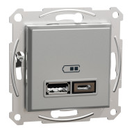 Розетка USB, 2 виходи, тип А+С 2,4А, Алюміній, Asfora EPH2700361