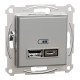 Розетка USB, 2 виходи, тип А+С 2,4А, Алюміній, Asfora EPH2700361