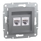 Розетка комп'ютерна, RJ45, кат.6, UTP, подвійна, Сталь, Asfora, EPH4800162