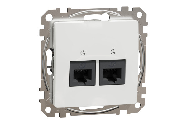 Комп'ютерна розетка подвійна RJ45, кат. 5e, неекр. UTP, Білий, Sedna Design SDD111452