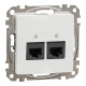 Комп'ютерна розетка подвійна RJ45, кат. 5e, неекр. UTP, Білий, Sedna Design SDD111452