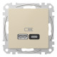 USB розетка A+C, 3 A, 45 Вт, Бежевий, Sedna Design SDD112404