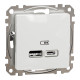 Розетка USB подвійна А+С, 2.4А, 230В, Білий, Sedna Design SDD111402