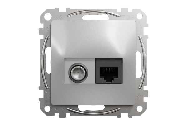 Комп'ютерна розетка RJ45+TV, кат. 6, неекр. UTP, Алюміній, Sedna Design SDD113469T