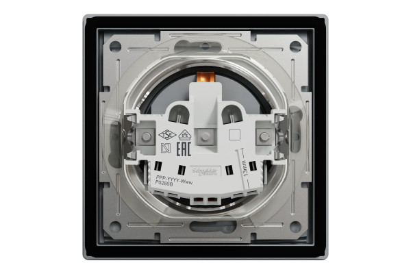 Розетка з заземленням, з кришкою та шторками, IP44, Сталь, Asfora, EPH3100362