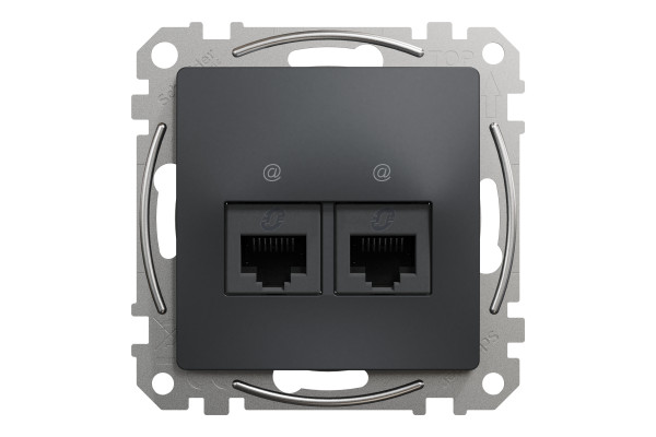 Комп'ютерна розетка подвійна RJ45, кат. 5e, неекр. UTP, Чорний, Sedna Design SDD114452
