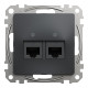 Комп'ютерна розетка подвійна RJ45, кат. 5e, неекр. UTP, Чорний, Sedna Design SDD114452