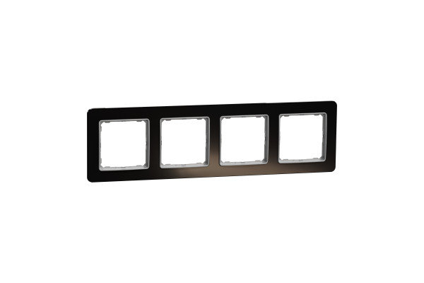 Рамка 4-постова, Чорне скло, Sedna Elements SDD361804