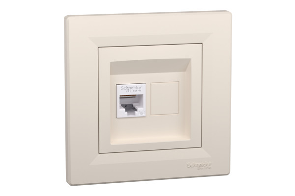 Розетка комп'ютерна, RJ45, кат.6, UTP, Кремова, Asfora EPH4700123