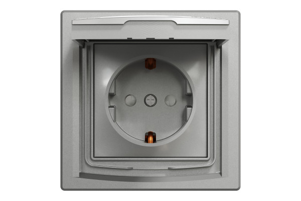 Розетка з заземленням, з кришкою та шторками, IP44, Алюміній, Asfora, EPH3100361