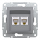 Розетка комп'ютерна, RJ45, кат.5е, UTP, подвійна, Сталь, Asfora, EPH4400162